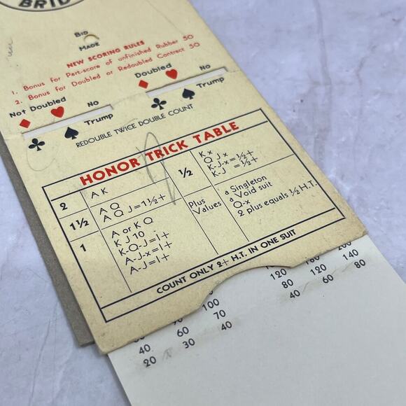 Vtg Contract Bridge Auto Score Pull Out Card Brunheide Minneapolis TA9-E1 - Picture 2 of 2